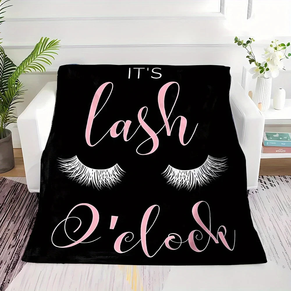 Eyelash Print Coral Fleece Blanket