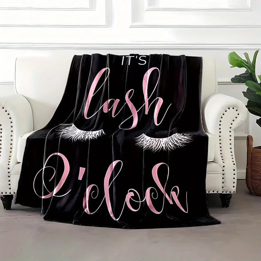 Eyelash Print Coral Fleece Blanket