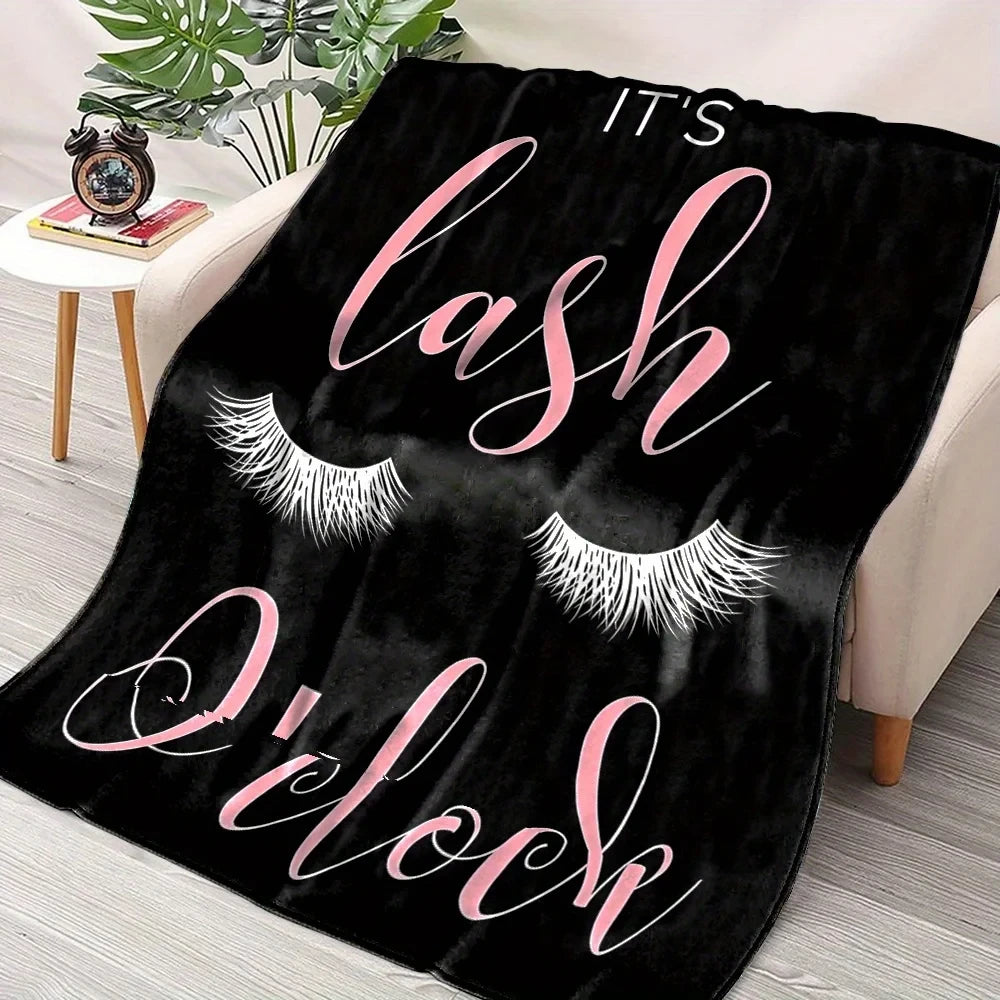Eyelash Print Coral Fleece Blanket