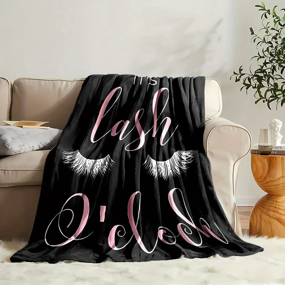 Eyelash Print Coral Fleece Blanket