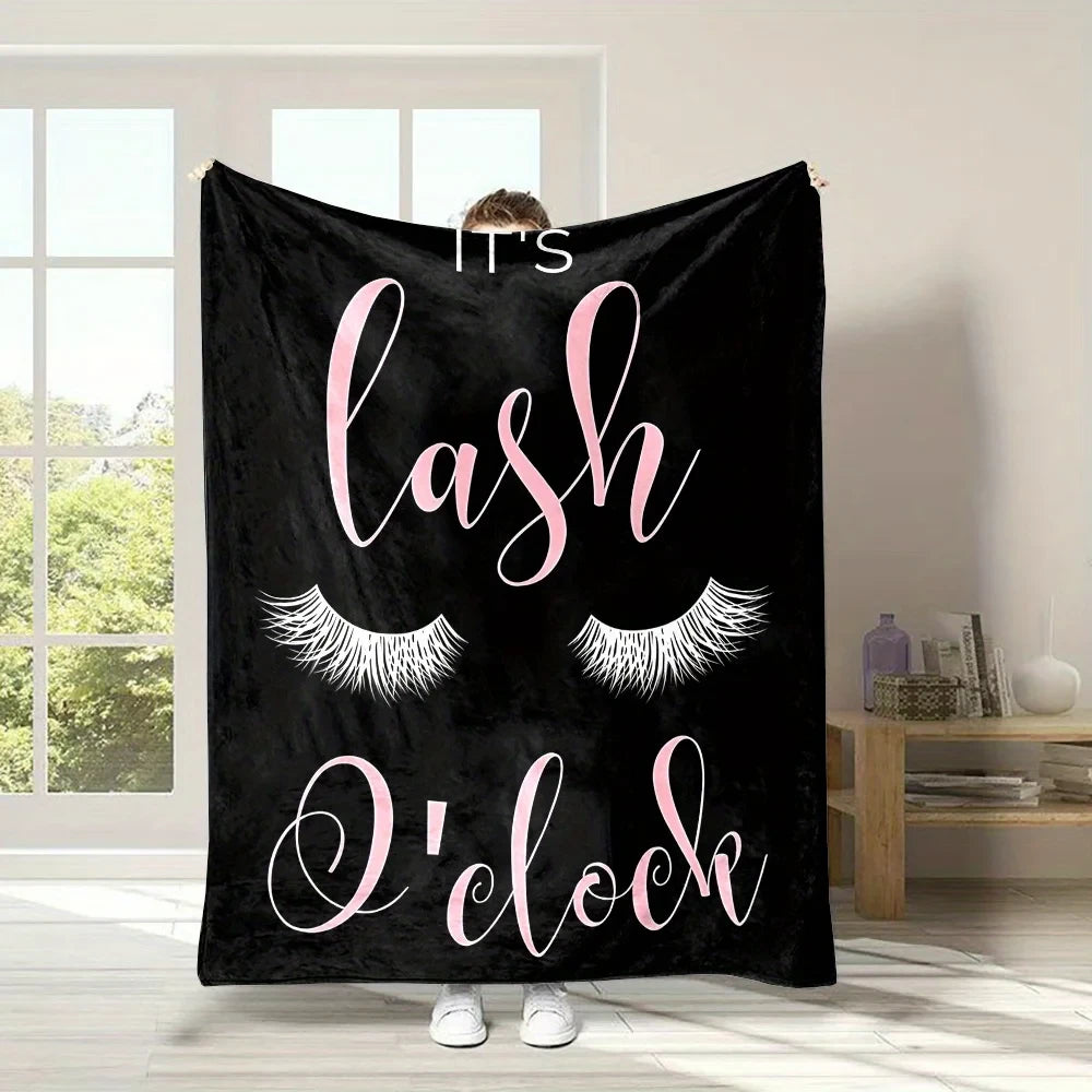 Eyelash Print Coral Fleece Blanket