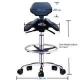 Lashelier Ergonomic Hydraulic Saddle Stool with Backrest