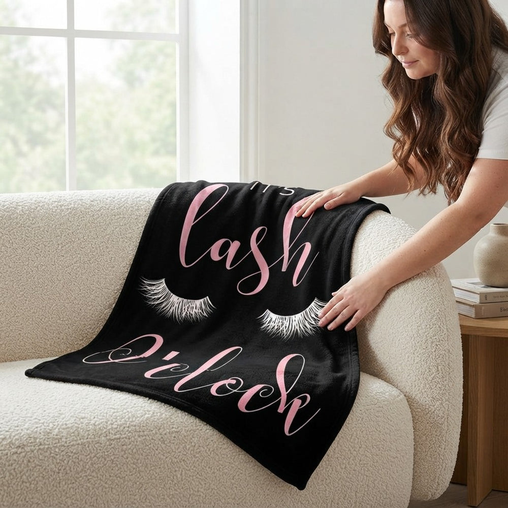 Eyelash Print Coral Fleece Blanket